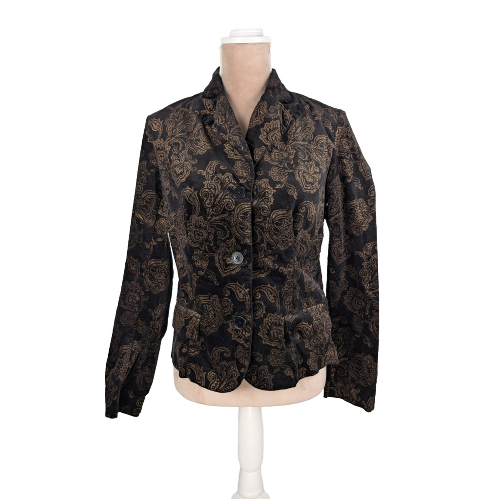 Y2K Lauren Ralph Lauren Velvet Brocade Blazer Sz 6 Old Money Luxury Retro